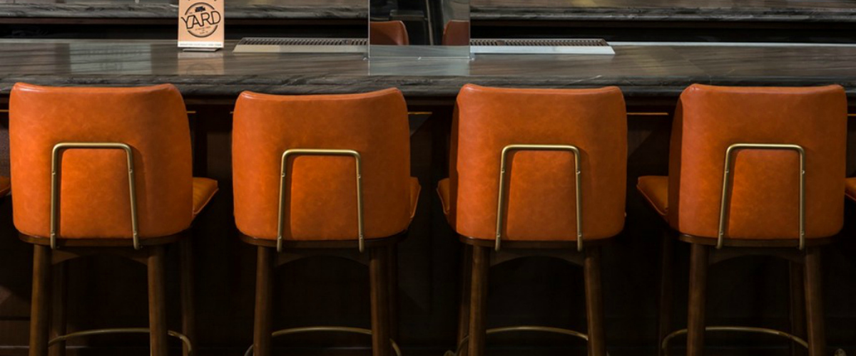 Stylish Restaurant Bar Stools, Orange Leather Bar Stools
